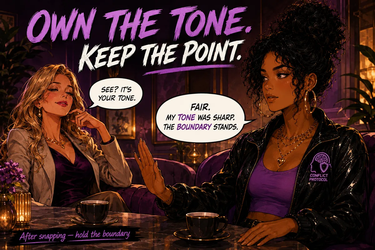 A person repairs their tone while keeping the original boundary intact.