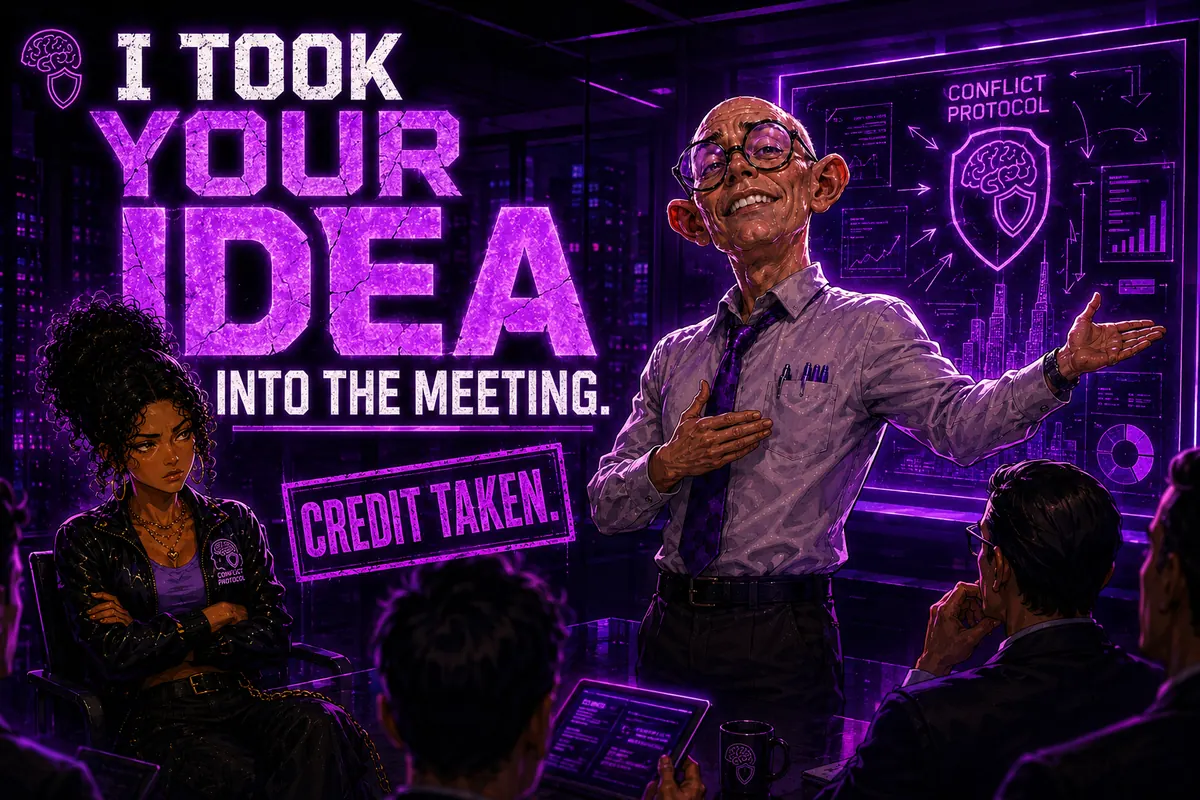 A coworker presents someone else's idea or draft as their own in a meeting.