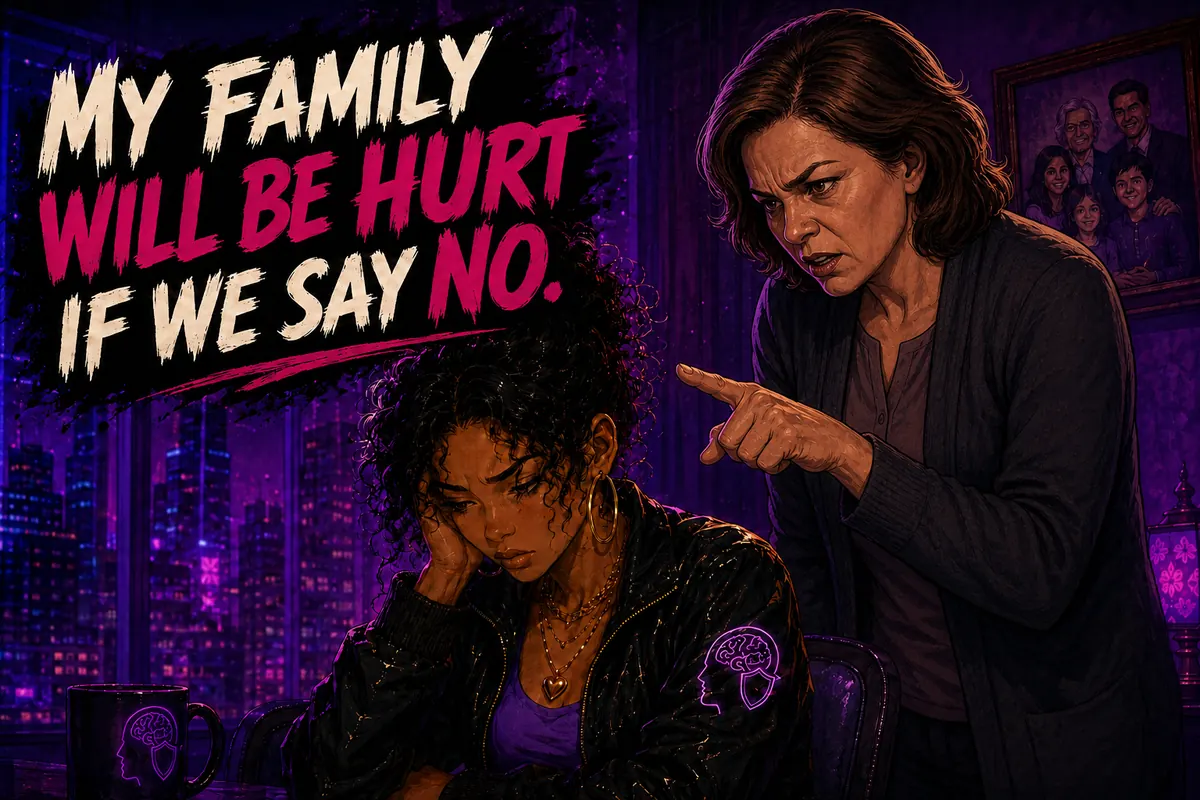Family expectations arrive through a partner as pressure to say yes.